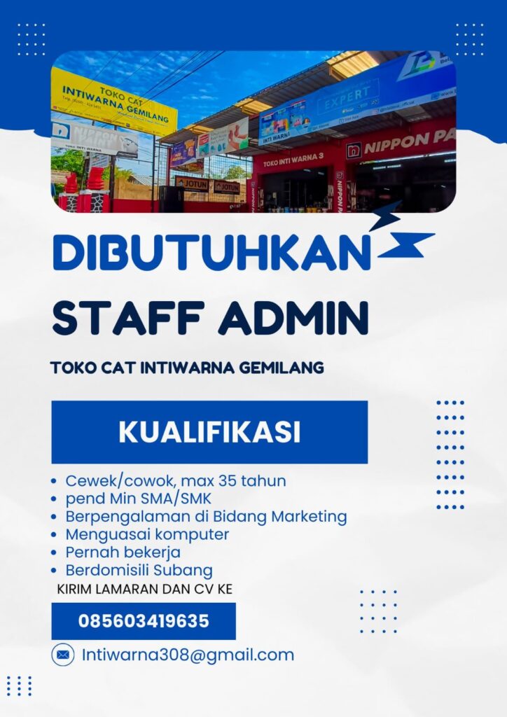 Lowongan Kerja Toko Cat Intiwarna Subang